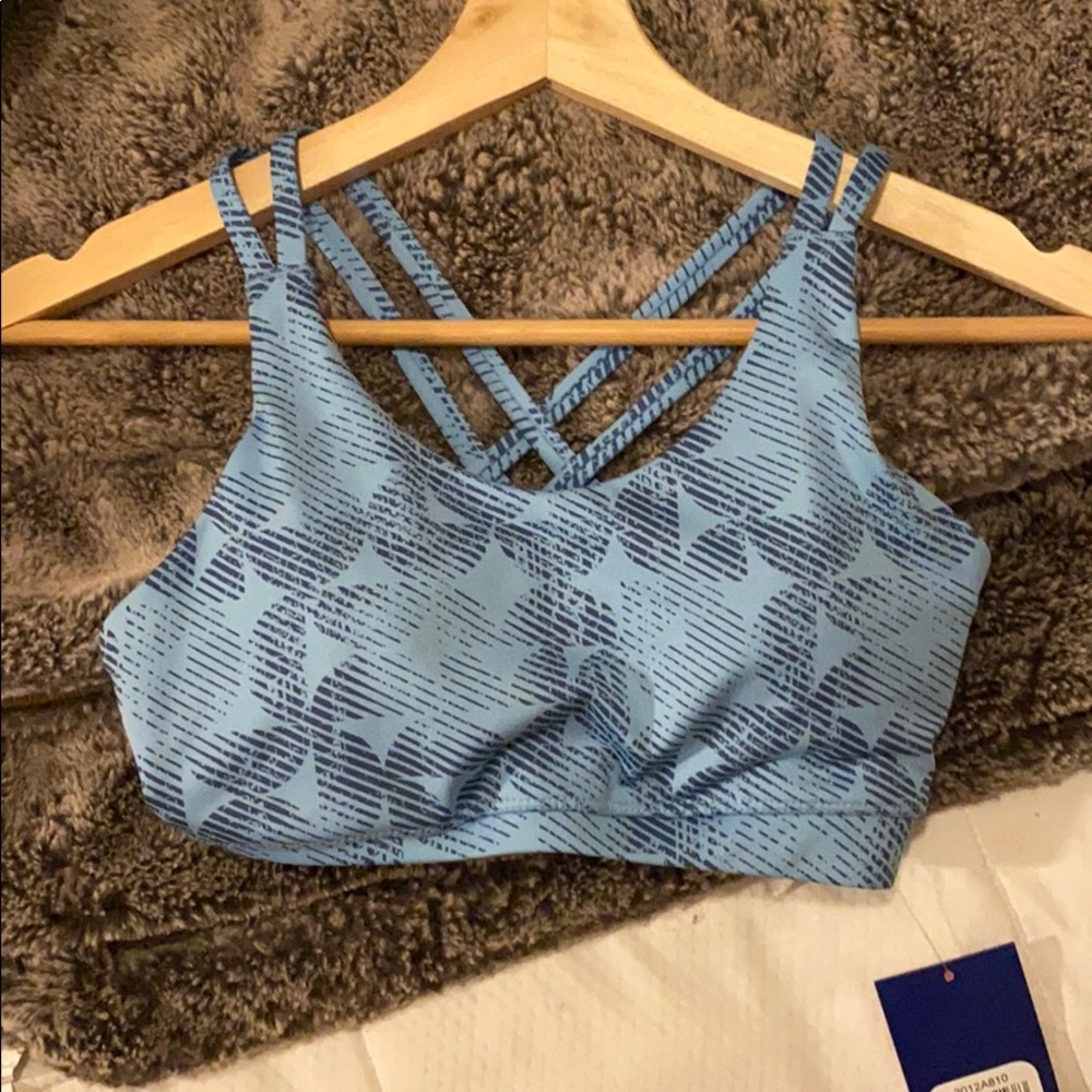 Light blue asics cross back sports bra size xs